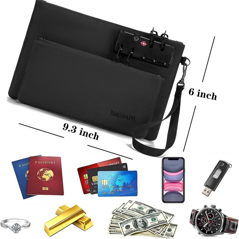 BARDOLPH Money Bag with Lock, Double layer Men & Women's Locking Accessories Pouch, Bank Bag,CashBag with Lock and Zipper NotaryBag with Lock (Grey) - Image 4